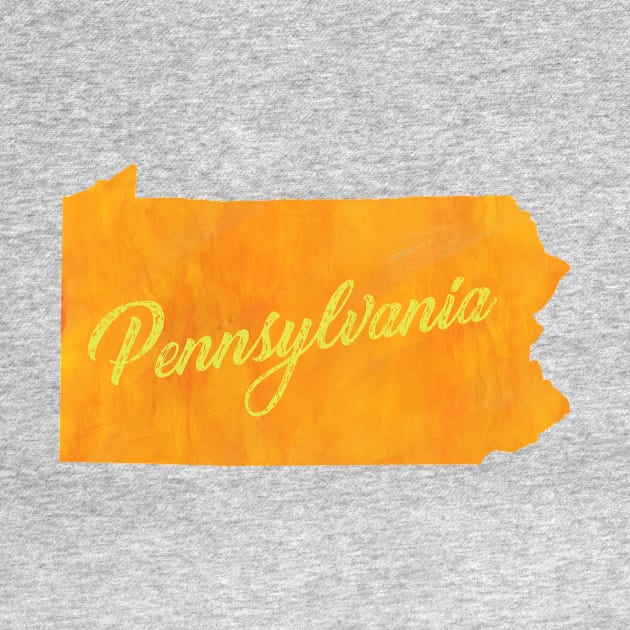 The State of Pennsylvania - Orange Watercolor by loudestkitten